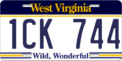 WV license plate 1CK744