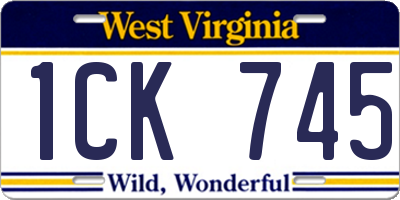 WV license plate 1CK745