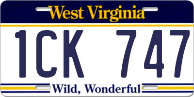 WV license plate 1CK747
