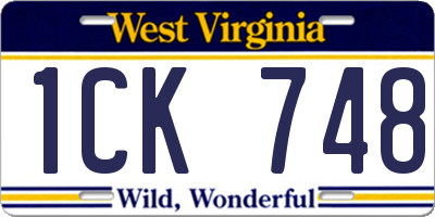 WV license plate 1CK748