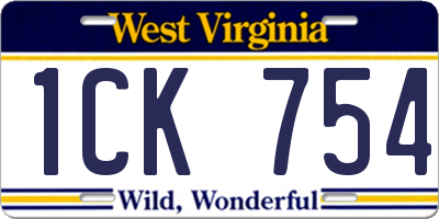 WV license plate 1CK754