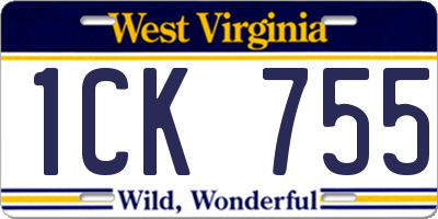 WV license plate 1CK755