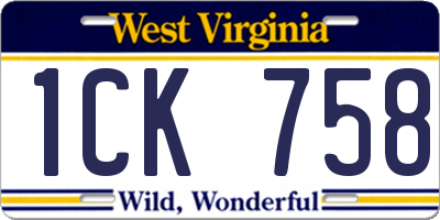 WV license plate 1CK758