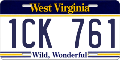 WV license plate 1CK761
