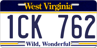 WV license plate 1CK762
