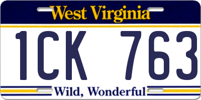 WV license plate 1CK763