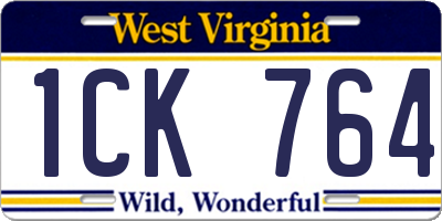 WV license plate 1CK764