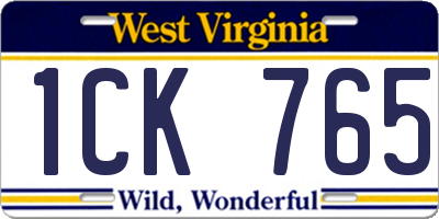 WV license plate 1CK765