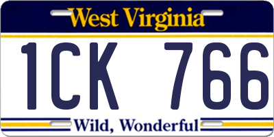 WV license plate 1CK766