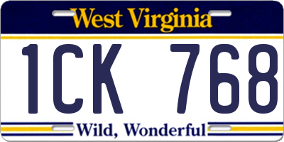 WV license plate 1CK768