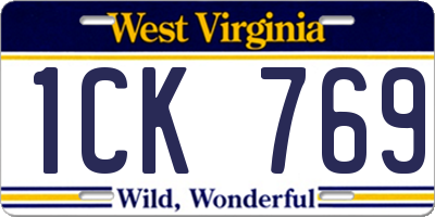WV license plate 1CK769
