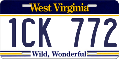 WV license plate 1CK772