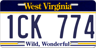WV license plate 1CK774