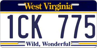 WV license plate 1CK775