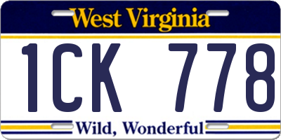 WV license plate 1CK778