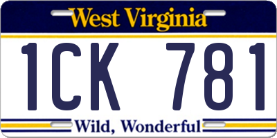 WV license plate 1CK781