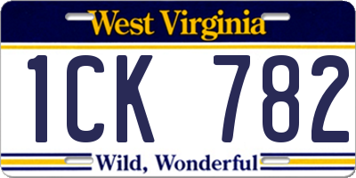 WV license plate 1CK782