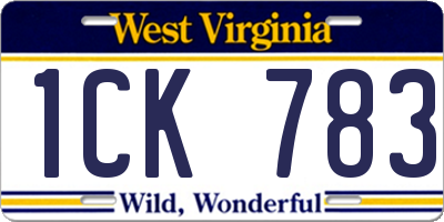 WV license plate 1CK783