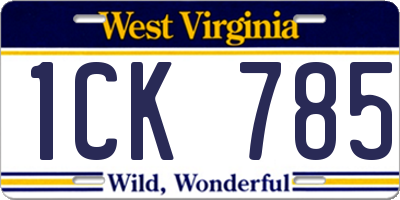 WV license plate 1CK785