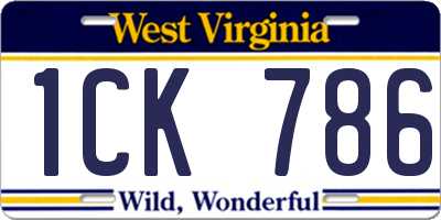 WV license plate 1CK786