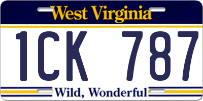 WV license plate 1CK787