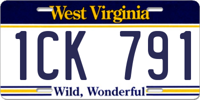 WV license plate 1CK791
