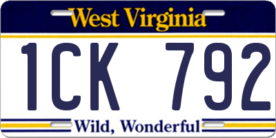 WV license plate 1CK792