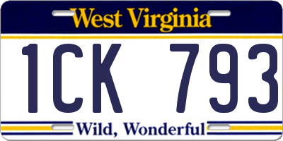 WV license plate 1CK793