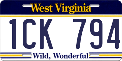 WV license plate 1CK794