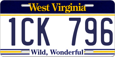 WV license plate 1CK796