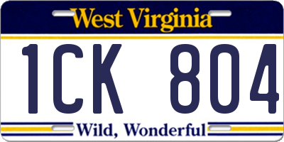 WV license plate 1CK804