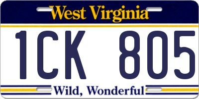 WV license plate 1CK805