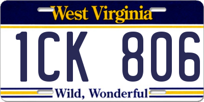 WV license plate 1CK806