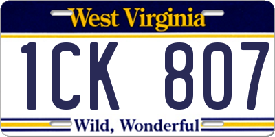 WV license plate 1CK807