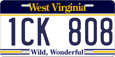 WV license plate 1CK808