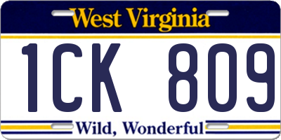 WV license plate 1CK809
