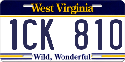 WV license plate 1CK810