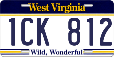 WV license plate 1CK812
