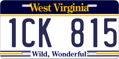 WV license plate 1CK815