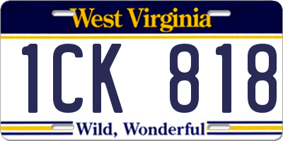 WV license plate 1CK818