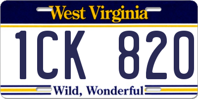 WV license plate 1CK820