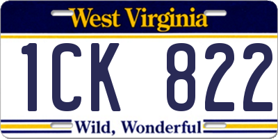 WV license plate 1CK822