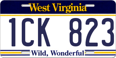 WV license plate 1CK823