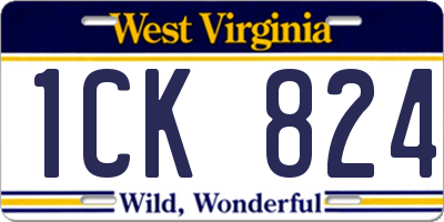 WV license plate 1CK824