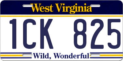 WV license plate 1CK825