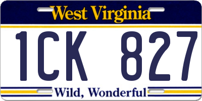 WV license plate 1CK827