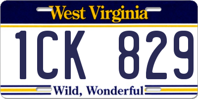 WV license plate 1CK829