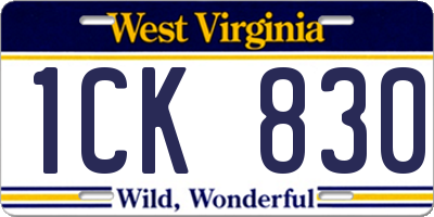 WV license plate 1CK830