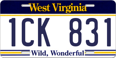 WV license plate 1CK831