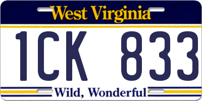 WV license plate 1CK833